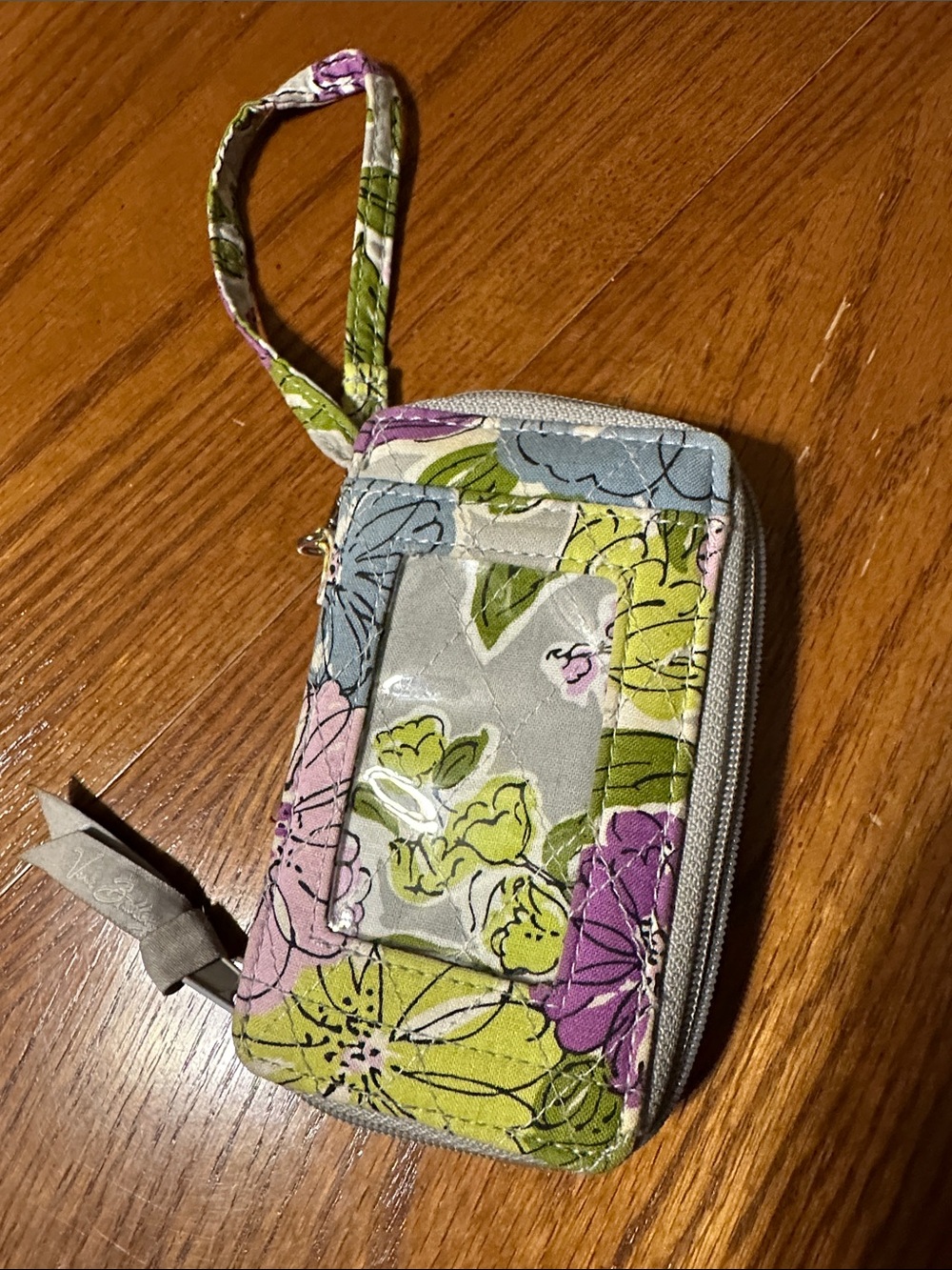 Vera Bradley Floral Quilted Wristlet in Green, Purple, Pink